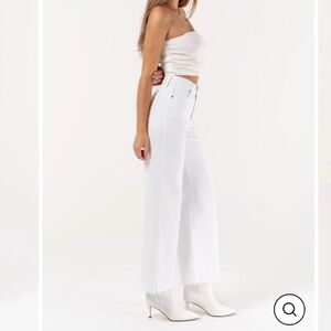 Hidden Nori High Rise Crop Wide Leg Jean Size 25 White NWT‎